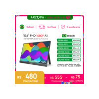 [produto no brasil] NOVO ARZOPA 15.6 inch Monitor Portátil FHD 1080P IPS USB-C Mini-HDMI Segunda Tela Externa para Mac Laptop PC Switch Xbox PS4/5 Xbox com suporte embutido