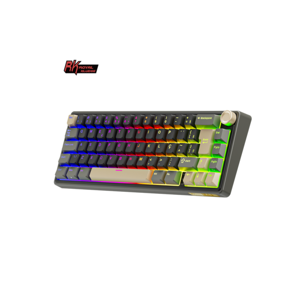 Royal Kludge RK R65 Teclado Mecânico Português Brasileiro Junta Com Fio Hot-swappable 66 Teclas 65% RGB Teclado Gamer Retroiluminado