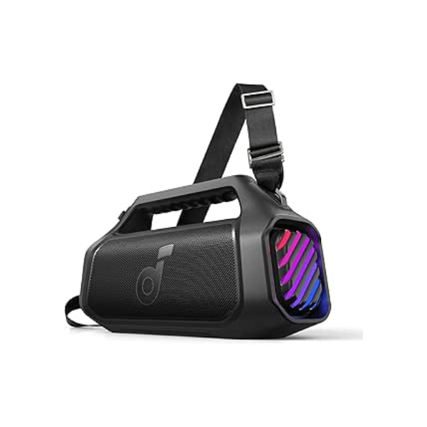 Soundcore Boom 2 Plus da Anker Caixa de Som Portáteis Bluetooth Alto-falante Externo, 140W, 2+2 Canais, BassUp™ 2.0, 20H de Reprodução, Carregamento Rápido, IPX7, Luzes RGB, Power Bank, Preto