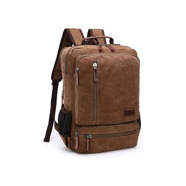 Mochila Resistente De Lona Para Notebook 15.6 Masculina Executiva Reforçada Funcional Para Trabalho Estudo Viagen Acabamento Em Couro Bolso Para Garrafa - ZAFIN