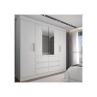 Guarda-Roupa Casal Honey 4 Portas 6 Gavetas com Espelho - Pnr Móveis