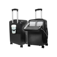 GMTA Mala de Viagem de Bordo 10Kg Expansível Rígida Padrão ANAC com 4 Rodas duplas 360° Cadeado Anti Furto Compartimento Exclusivo para Notebook Saída USB para carregamento de Celular (Preta)