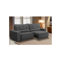 Sofá Retrátil E Reclinável Com Molas 1,80m Livia Suede Cinza