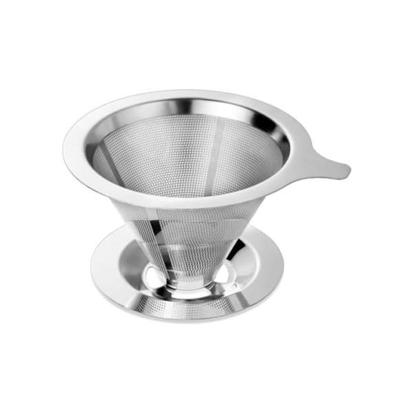 Pequeno filtro de café de papel, filtro de aço inoxidável 101, reutilizável, filtro de café de aço inoxidável, fácil de transportar, mantém o sabor natural do café, fácil de usar e fácil de limpar