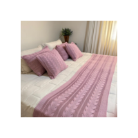 Peseira 230x60cm Manta Trança Tricot Cama Queen Madrid Tricô Trico