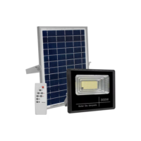 Refletor Solar Led Holofote 300w Placa Bateria Prova D'água Carcaça Preto Luz Branco-frio