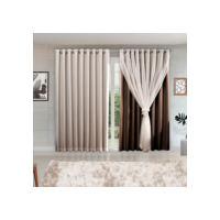 Cortina MADRI LUXO 3,00 x 2,50 c/ VOIL Branco -  Decoração Quarto, Sala, Escritório, Janela