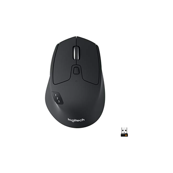 Mouse sem fio Logitech M720 Triathlon com Conexão USB Unifying ou Bluetooth com Easy-Switch para até 3 Dispositivos, 1000 DPI, 6 Botões Programáveis e Pilha Inclusa