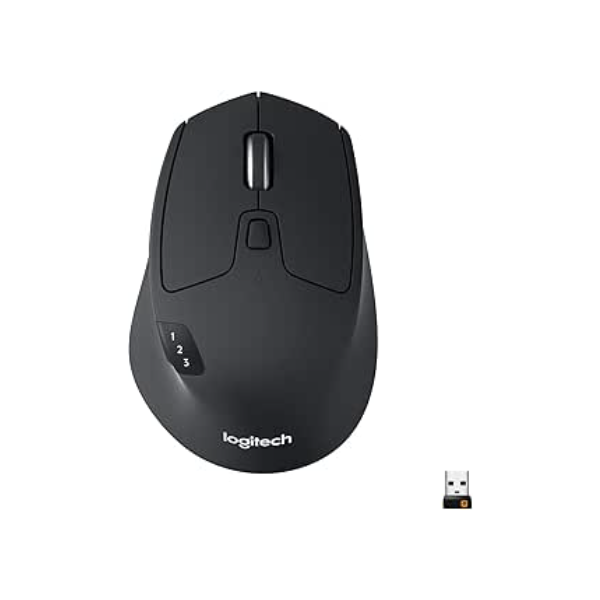 Mouse sem fio Logitech M720 Triathlon com Conexão USB Unifying ou Bluetooth com Easy-Switch para até 3 Dispositivos, 1000 DPI, 6 Botões Programáveis e Pilha Inclusa
