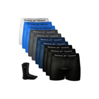 Kit 10 Cueca Boxer Reebok Sem Costura Box + 1 Par De Meias
