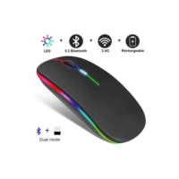Mouse sem fio dual band receptor nano 2,4ghz / Bluetooth RGB recarregável MS-S350L