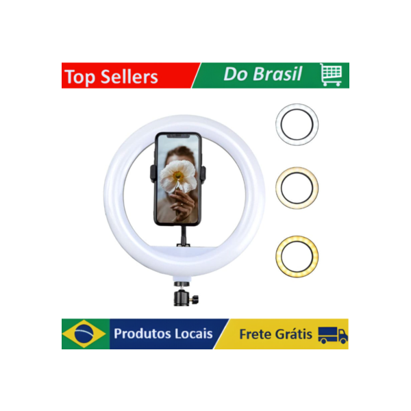 Ring Light LED 32cm (13 Pol.) – Iluminação Profissional para Fotos e Vídeos Sem Tripé, Ajustável e Compacta