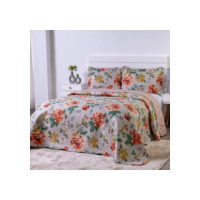 Kit Cobre Leito Colcha Casal Bouti Dupla Face Estampado 3pçs
