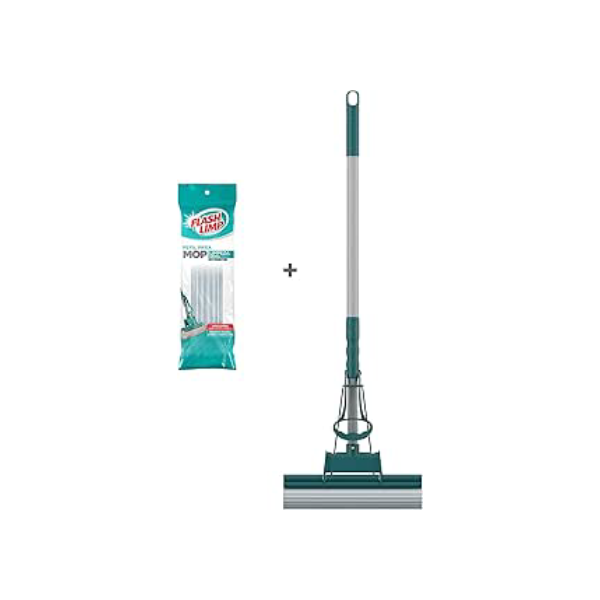 Kit Mop Limpeza Geral Plús + 1 refil extra, combina três funções lavar, enxaguar e secar, KIT0266, Flash Limp, Verde