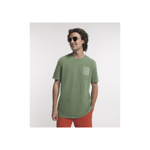 Camiseta Comfort em Meia Malha com Estampa Tropical Summer Paradise Verde