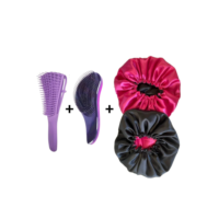 Kit 2 Toucas toca de Cetim Dupla Face + Escova Mágica + Escova Polvo
