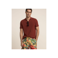Camisa Polo Comfort em Algodão com Textura Canelada Vermelho