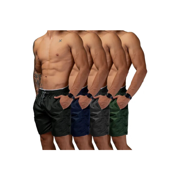 Kit 4 Short Praia Masculino Bermuda Tactel Academia Corrida