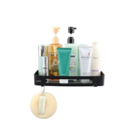 Porta Shampoo E Sabonete Suporte De Canto Parede Banheiro Cozinha Inox (Preto Retangular)
