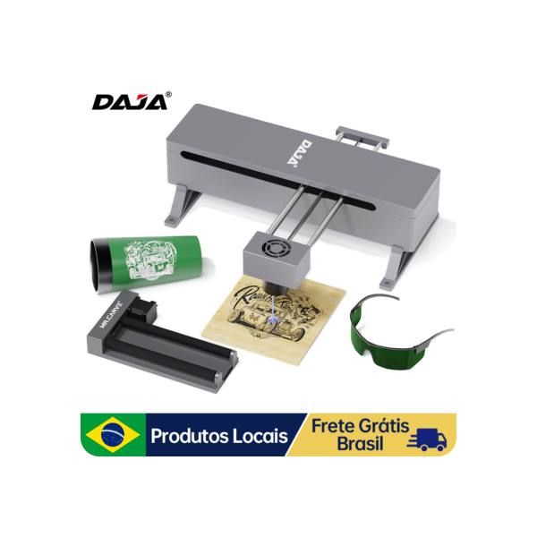 DAJA-Mini máquina de gravação a laser portátil, DJ7, impressão rápida, gravador para telefone, PC, gravar madeira, Lether, plástico, vidro, papel