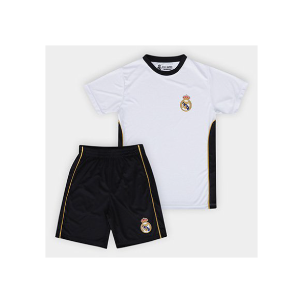 Conjunto Real Madrid Dry Fit Infantil - Branco+Preto