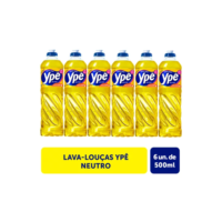 Detergente Lava Louças Ypê Neutro 500ml Com 6 Unidades