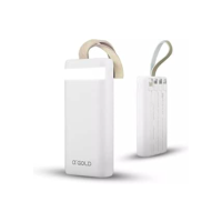 Carregador sem fio Universal Portátil Power bank Turbo 20000mah com 4 cabos saída USB Tipo C/Micro USB/USB/USB Visor de Carga (Branco)
