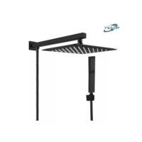 Chuveiro E Ducha Manual Quadrado Terno De Parede Cor Fosco Preto Yesop