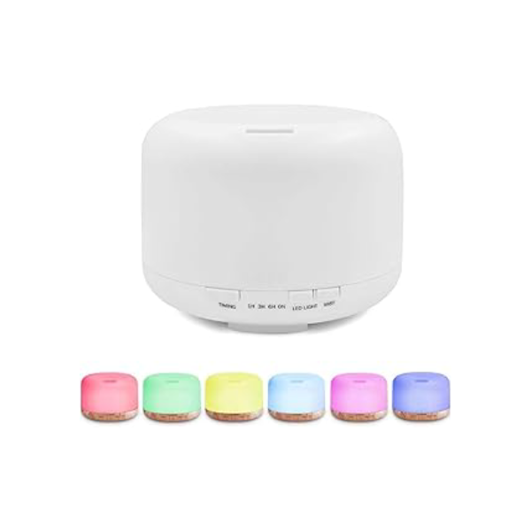 Difusor de Aromas Aromatizador Elétrico 500ml Led 7 cores com Controle Remoto Umidificador e Purificador de Ar para a sua casa e o ambiente de trabalho - Difusor de desligamento automático