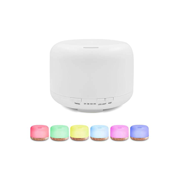 Difusor de Aromas Aromatizador Elétrico 500ml Led 7 cores com Controle Remoto Umidificador e Purificador de Ar para a sua casa e o ambiente de trabalho - Difusor de desligamento automático