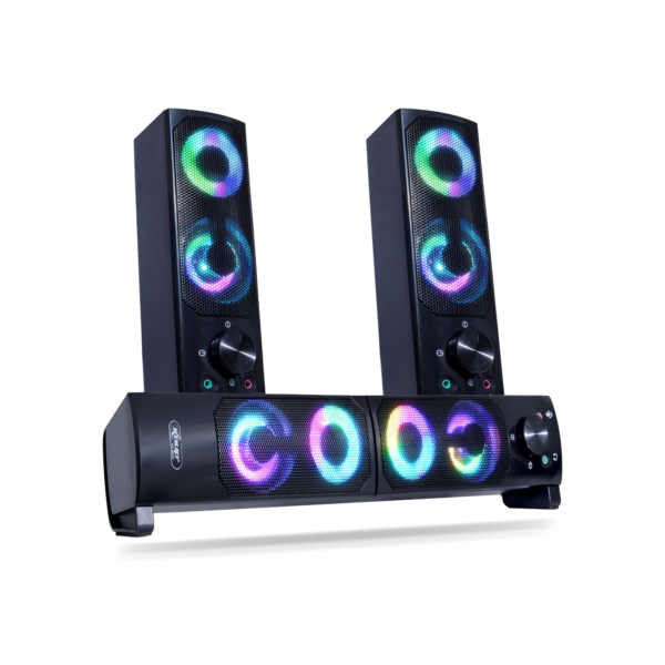 Caixa de Som SoundBar Pc Gamer Subwoofer P2 Led Rgb Tv Pc Notebook Celular Tablet