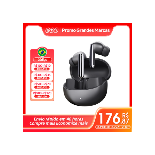 [R$100-R$10 Promo Code:MEGA10]QCY MeloBuds Pro ANC Bluetooth 5.3 Fones de ouvido, ANC híbrido 46dB, Hi-Res, Earbuds LDAC, fones de ouvido 6 Mic, detecção intra-auricular 34H