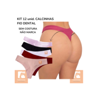 Kit 12 Calcinhas Fio Dental Corte a Laser Sem Costura Acabamento Premium
