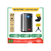 BYINTEK P70 Projetor 4K 1080P DLP Mini Projetor Portátil Home Theater Inteligente Wi-Fi e Bluetooth para Filmes e Jogos Com Bateria