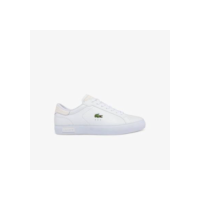 Tênis De Couro Masculino Lacoste De Estampa De Réptil Powercourt - Branco