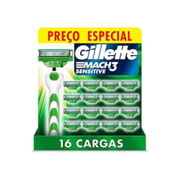 Carga para Aparelho de Barbear Gillette Mach3 Sensitive 16 unidades