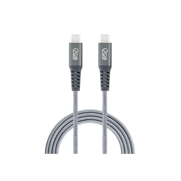 Cabo USB-C + USB-C I2GO 2m 3A Nylon Trançado Chumbo - I2GO PRO