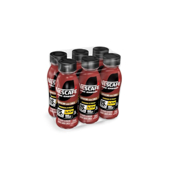Suplemento Alimentar UHT Nescafé Pro-Energy Capuccino Sabor Canela 15g proteína 270ml - Pack com 6 unidades