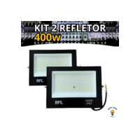 Kit 2 Refletor Holofote Led 400W Branco Frio 6500K IP67 Super Pontente Para Area Interna E Externa