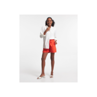 Bermuda Clochard em Sarja com Cinto Faixa e Bolsos Laranja