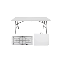 Mesa Dobrável Vira Maleta De 1,80 Portatil Camping Praia Branco
