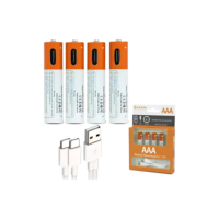 Kit 4 Pc Bateria Li-tio Aa 1.5v 2600mwh Recarregável Usb-c
