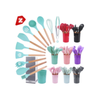 KIT de Utensílios Para Cozinha em Silicone e plástico e Bambu 12 Peças