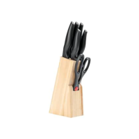 Conjunto de Facas com Cepo Cross, Brinox, Preto/Branco, 7 Peças