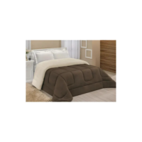 Edredom Sherpa Coberdrom E Cobertor Casal Queen Grosso Cores Cor Tabaco Desenho do tecido Lisa