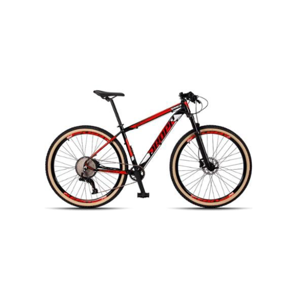 Bicicleta aro 29 dropp race 12 vel  freio hidráulico Suspensão com Trava no Guidão - Preto+Vermelho
