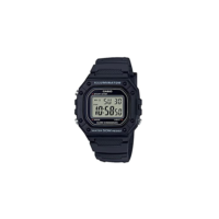 Casio Relógio masculino clássico de quartzo de aço inoxidável com pulseira de resina, preto, 21.1 (modelo: W-218H-1AVCF)