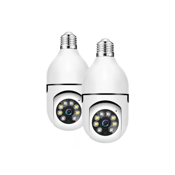 Kit 2 Câmeras Lâmpadas Wifi Giratória Full Hd Vigilância Interna e Externa Casenn Branco