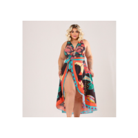 Conjunto Body  Maiô Engana Mamãe com Pareô Saída de Banho Canga de PraiaPlus Size Moda Maior