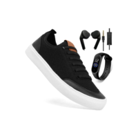 Kit Tênis Elástico Calce Fácil + Relógio+ Fone De Ouvido